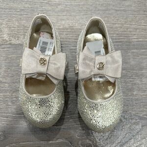 Elegant Silver Kids Shoes with Bow